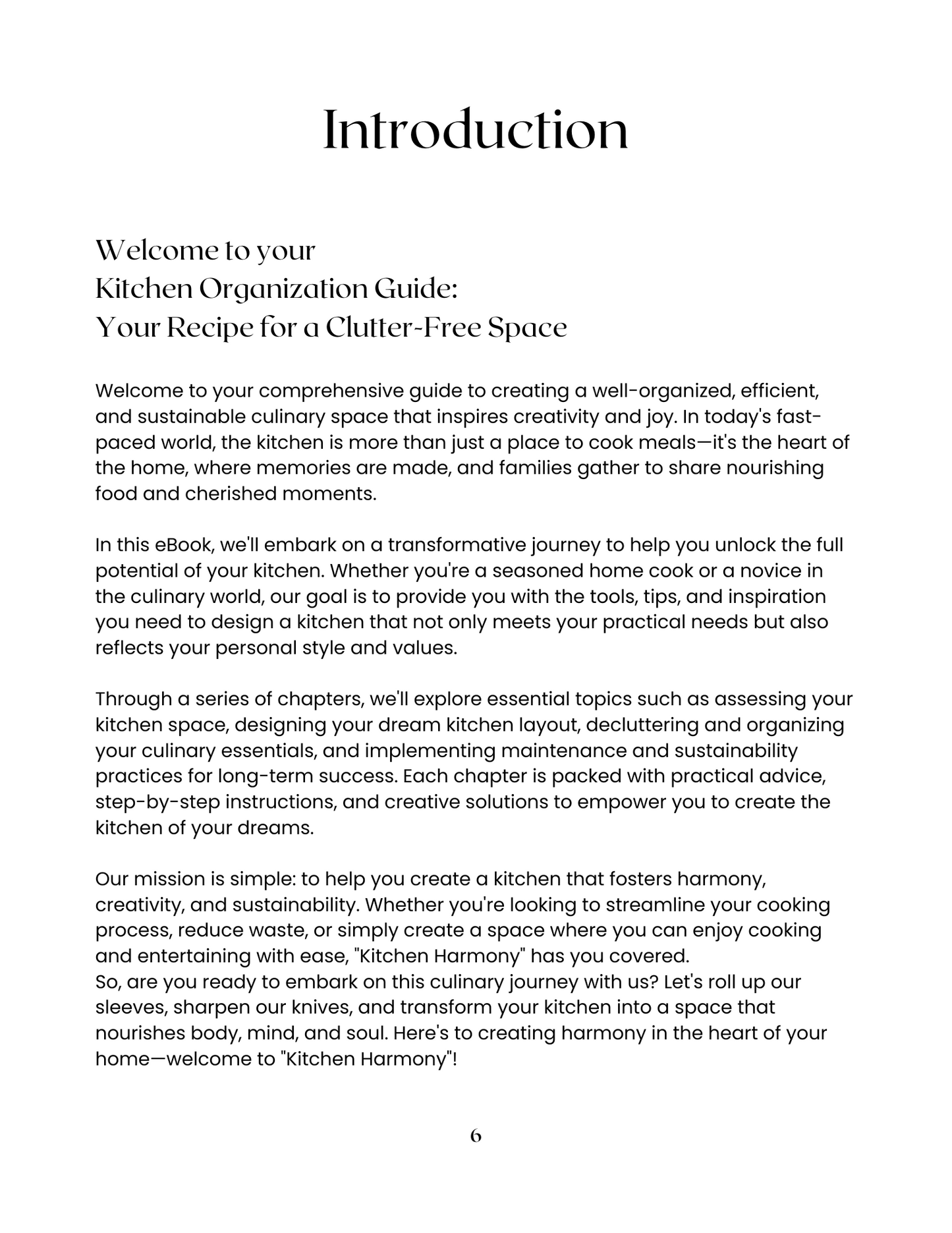 Image of the Introduction to our kitchen organization guide package, featuring a vibrant 19-page eBook and a practical 7-page Workbook designed to help you achieve a beautifully organized kitchen.
